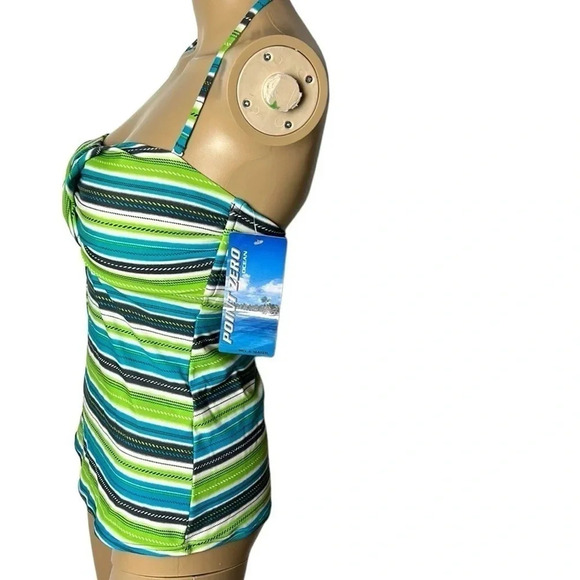 VTG NWT POINT ZERO tankini top size 10 ,Striped , padded,embroidered ,knot,EC - Picture 4 of 9